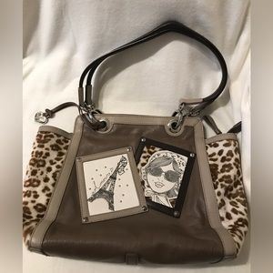Brighton PARIS tote Beige mushroom TALI Leather & faux fur Shoulder